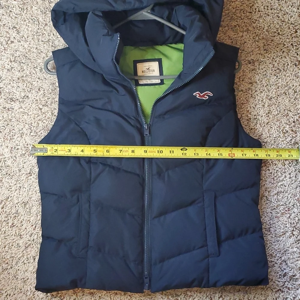 Hollister hooded puffer vest navy lime green - Picture 4 of 8